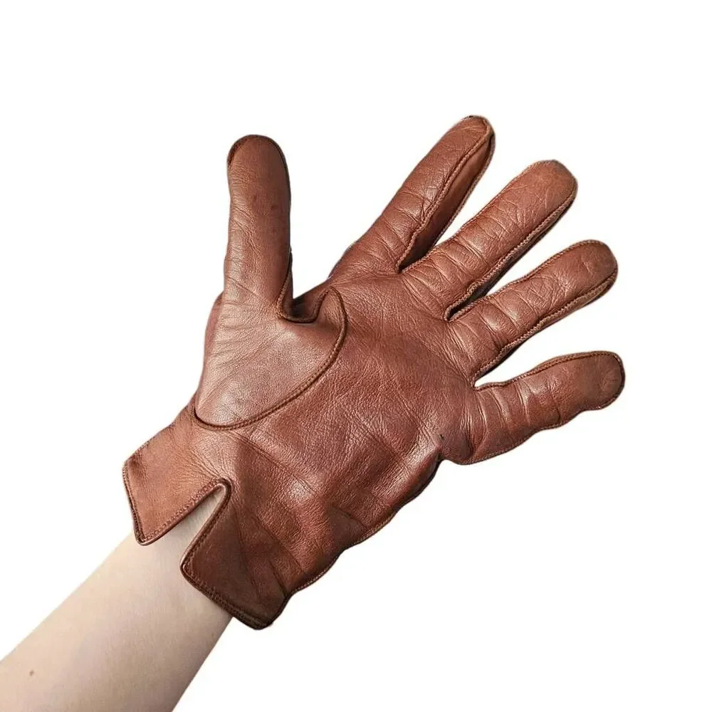 vintage coach leather + cashmere gloves